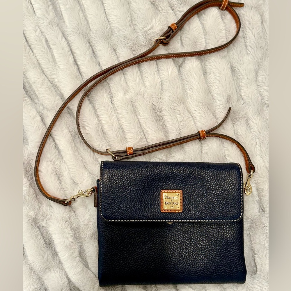 Dooney & Bourke Navy and Brown Hunter Crossbody